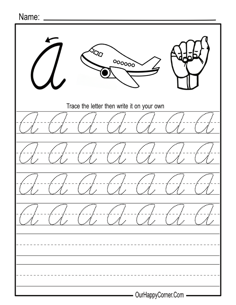 Cursive Alphabet Letter A