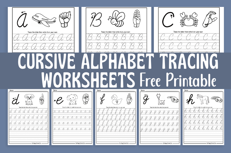 Cursive Alphabet Tracing Worksheets A-Z Uppercase and Lowercase Letters