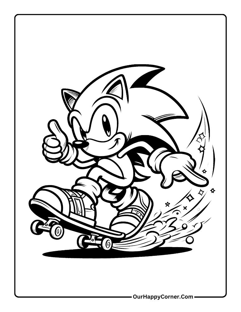 Sonic on a Skateboard