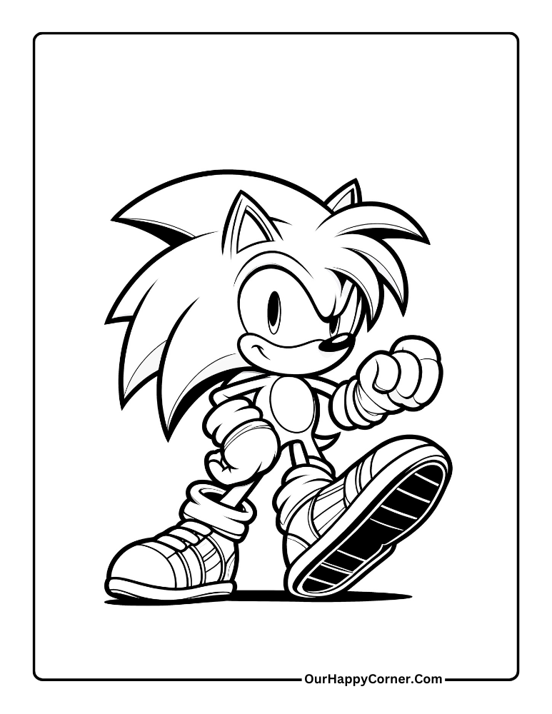 Sonic the Hedgehog Posing with a Fist Up