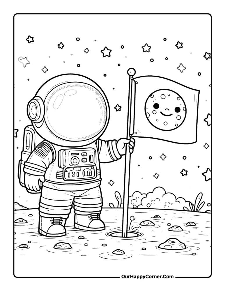 Astronaut planting a flag 