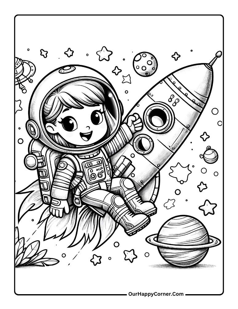 Female Astronaut and shuttle