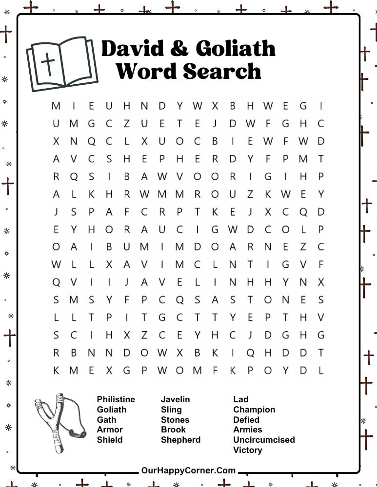 David and Goliath Bible Word Search