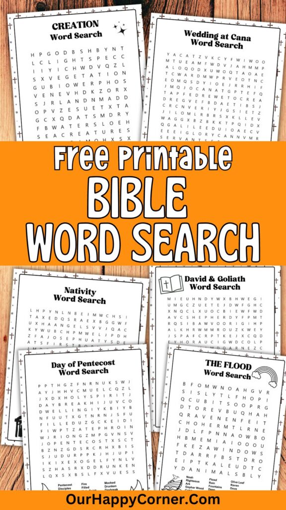 Set of 9 Bible Word Search Free Printable
