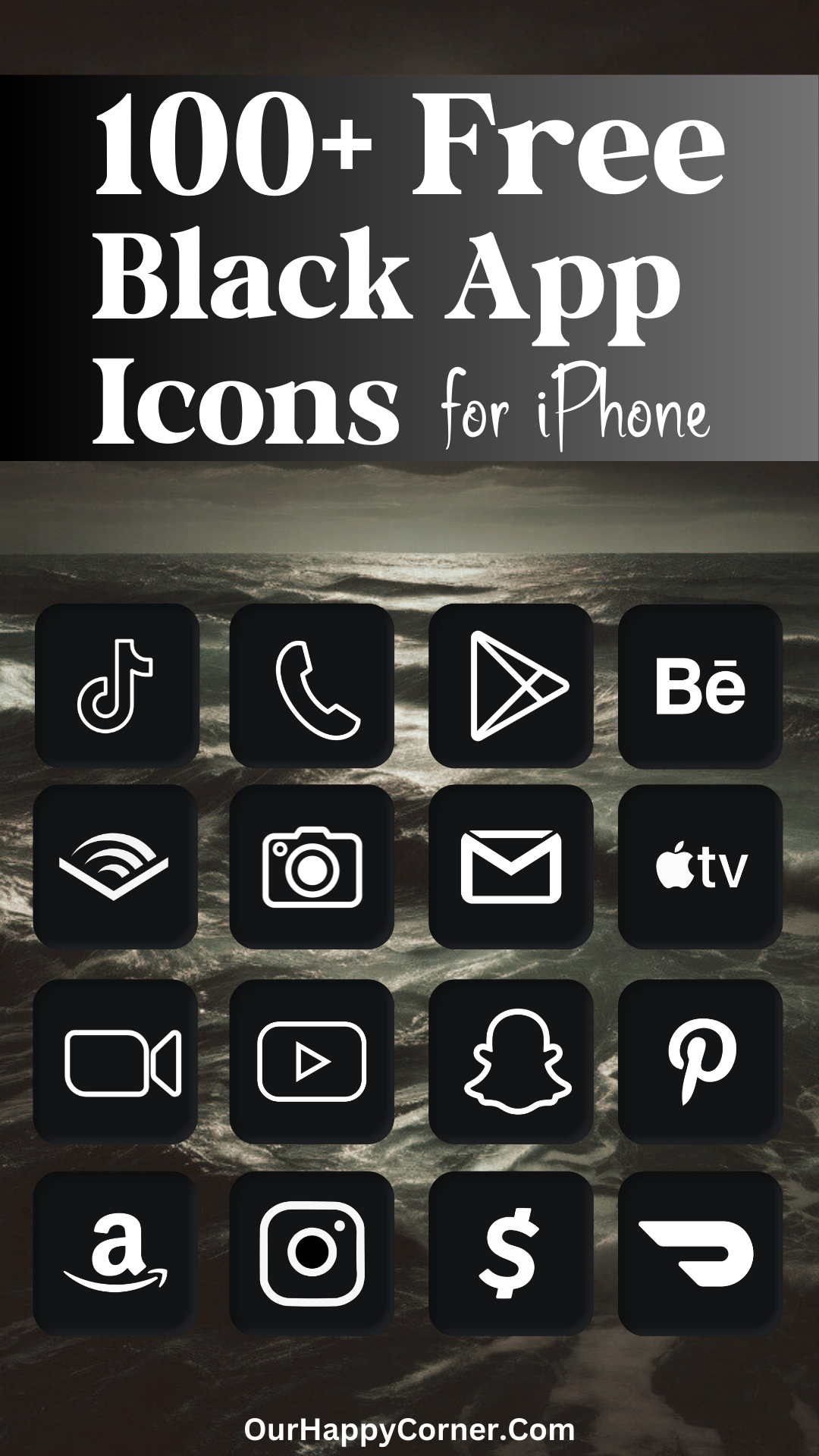 100 Free Black and White App Icons For IPhone