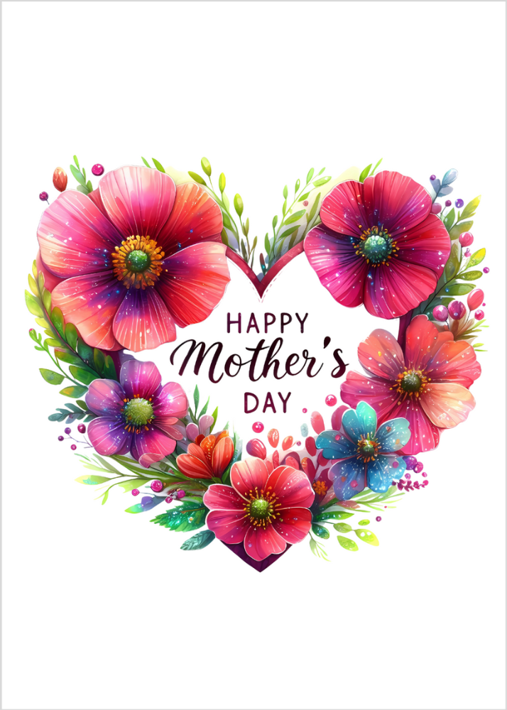 Happy Mother's Day Heart Shaped Flower Wreath