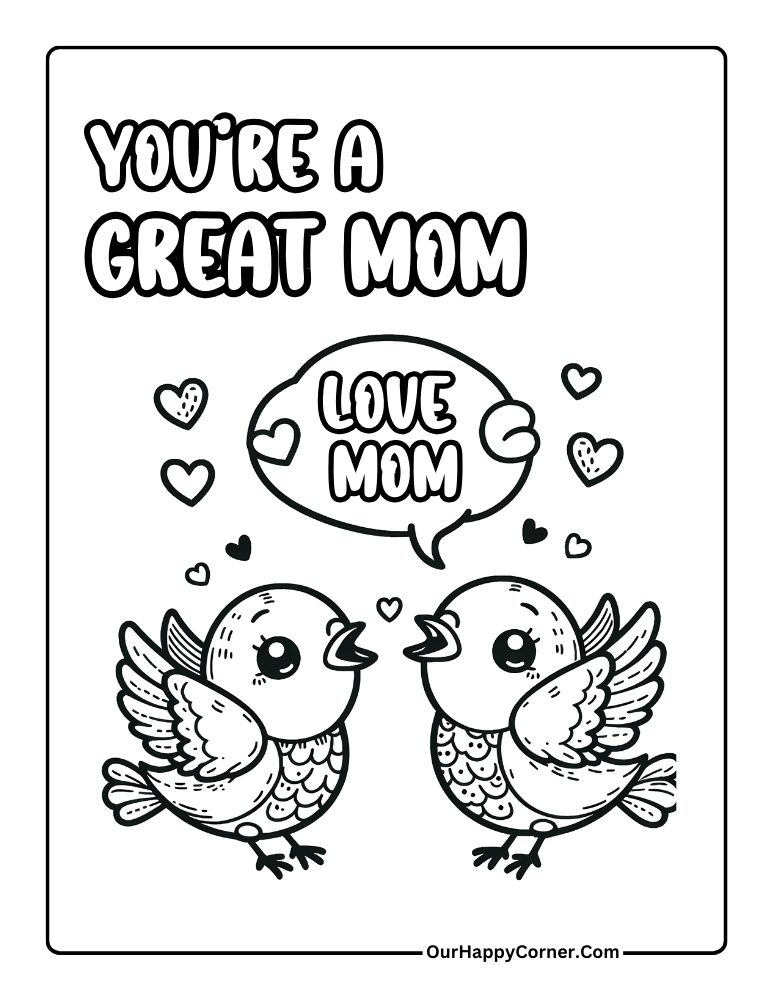 Two Birds with Mother's Day message You're A Great Mom