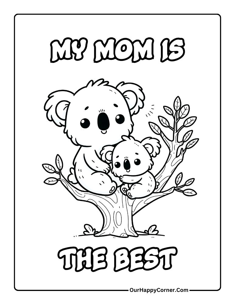 Koala with Mom Mom Is The Best message