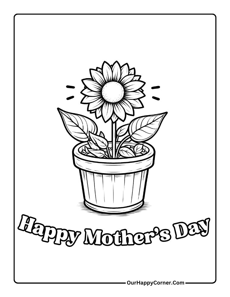 Sunflower in a flower pot message Happy Mother's Day