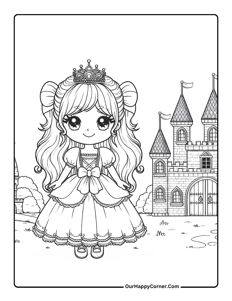 Princess in front of her castle