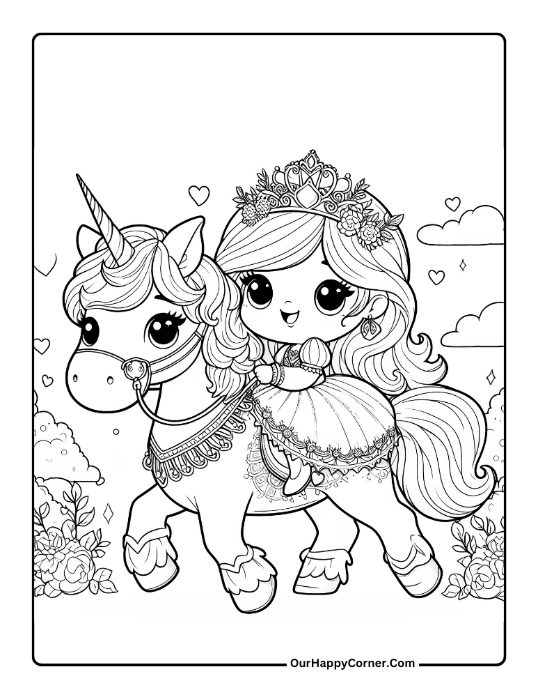 Princess riding unicorn