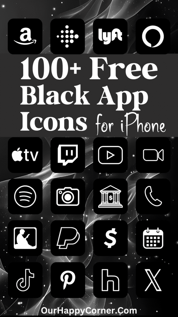 black and white app icons