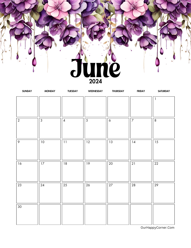 Monthly floral calendar - June