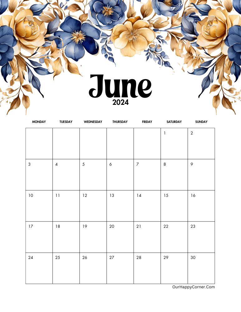 June 2024 calendar monday start