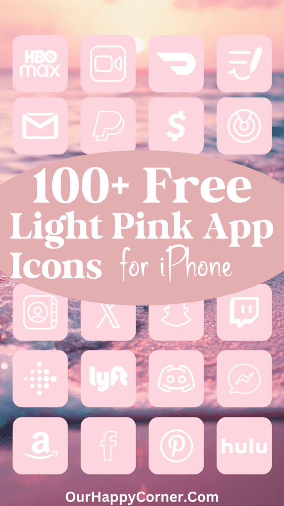 Light pink app icons on a pink beach background