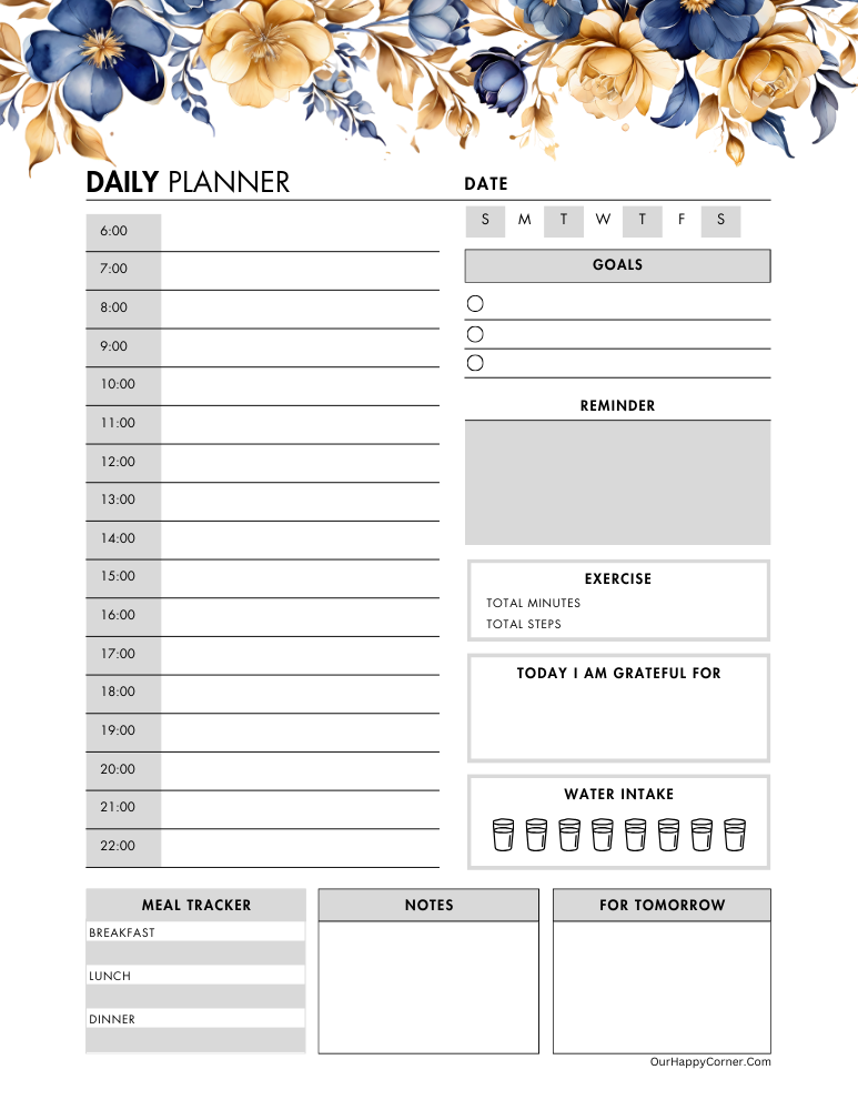 Floral Daily Planner Template