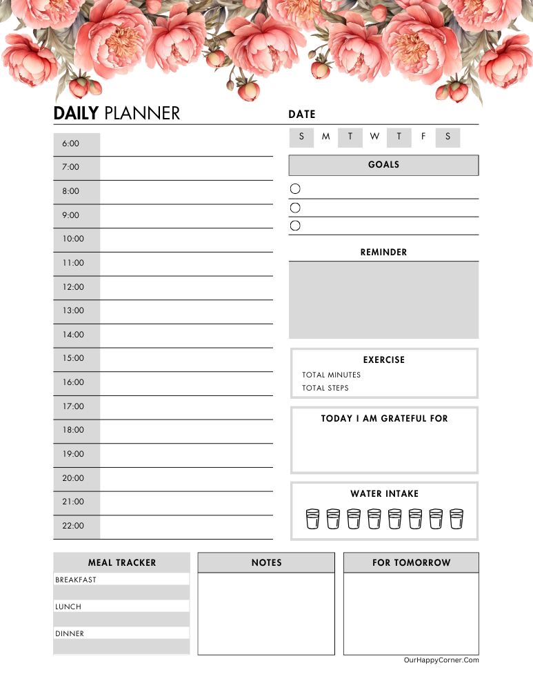 Coral peonies decorated planner