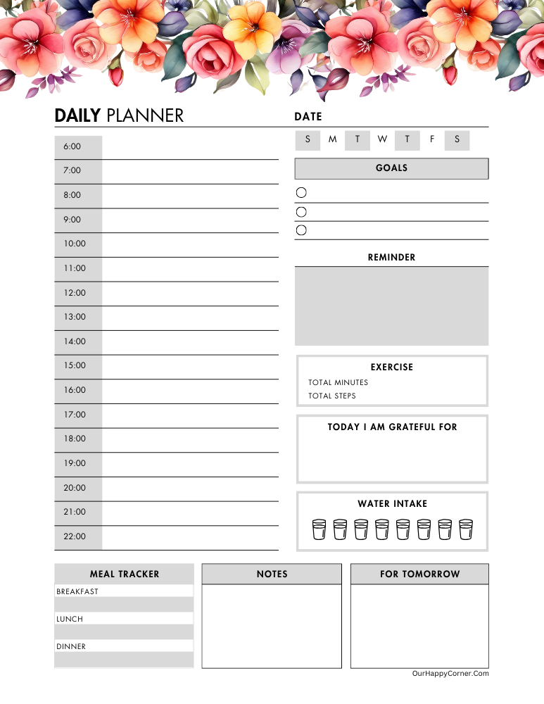 Colorful Floral Daily Planner 