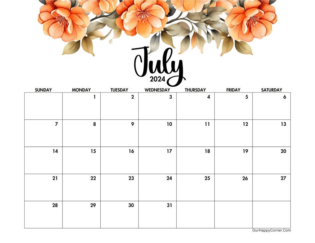 Floral Horizontal calendar 4