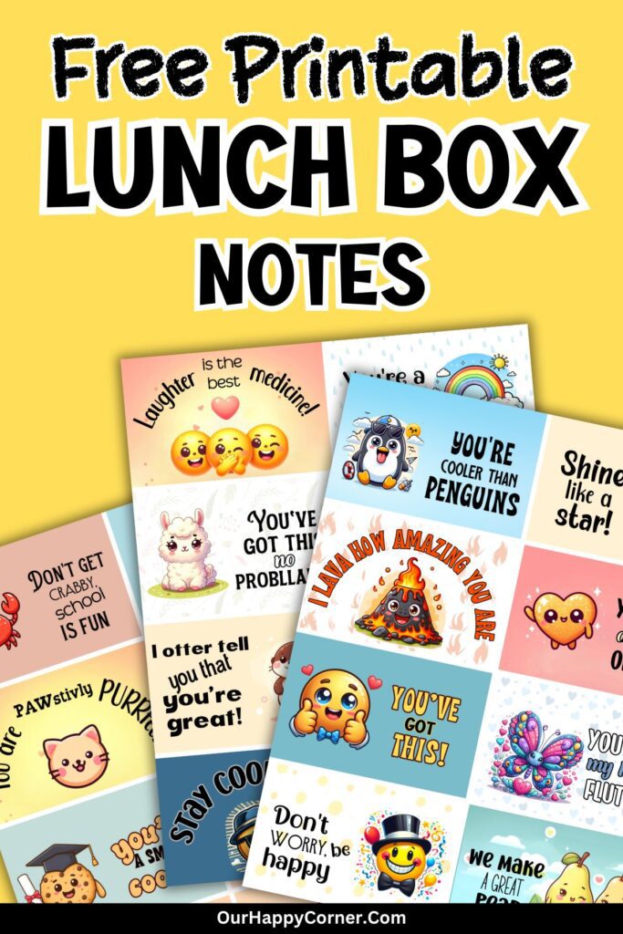 Lunch box notes for kids printables for download