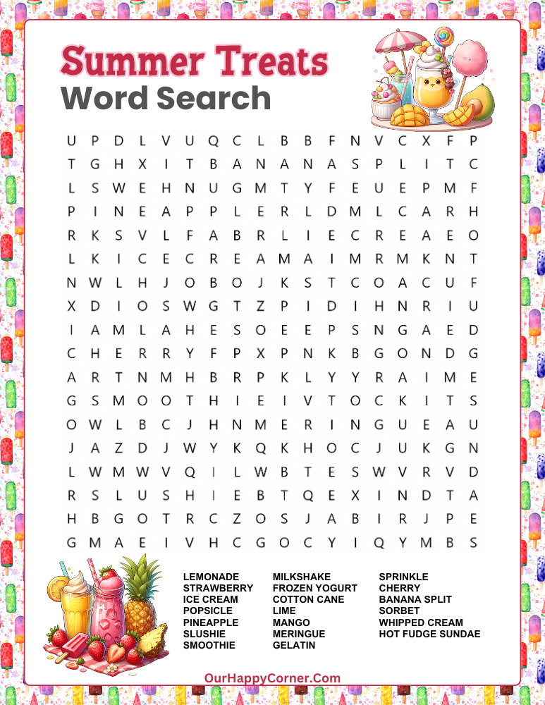 Sweet Treats Word Search