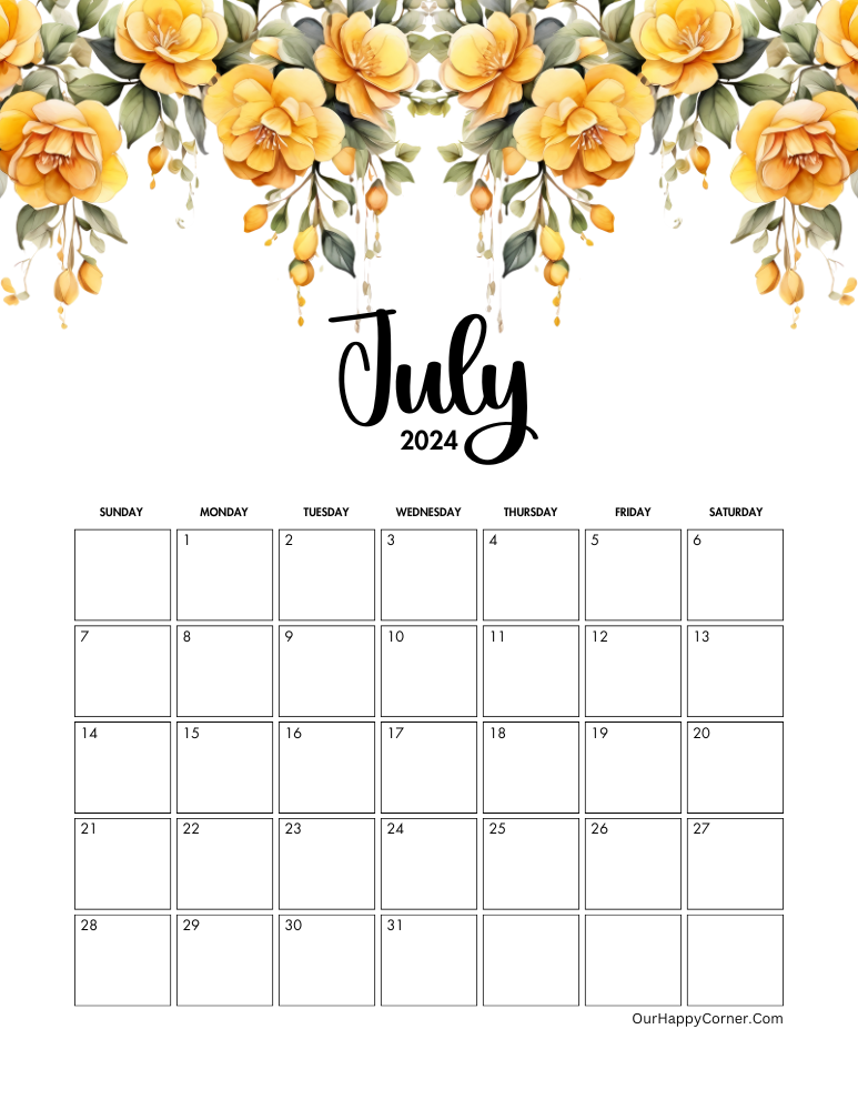 yellow flowers calendar