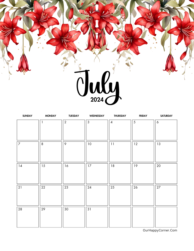Floral calendar July 2024