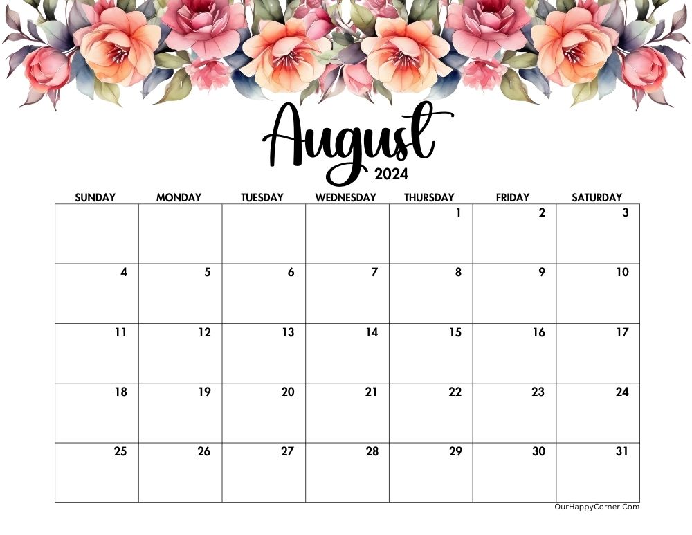 Floral Calendar for the month of August