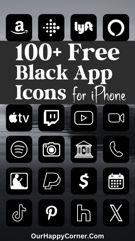 Black app icons for a sleek modern home screen.