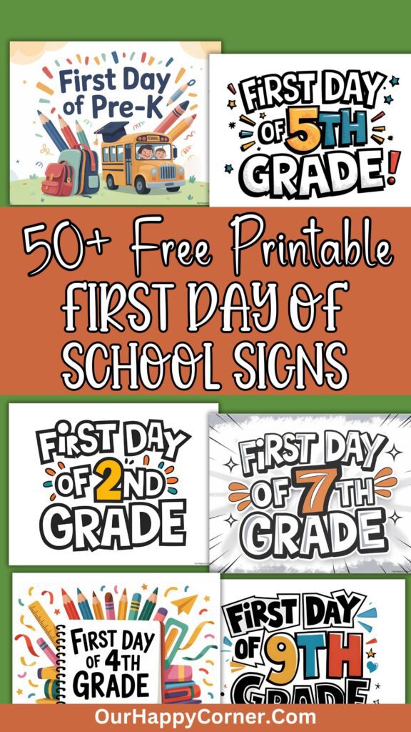 Free printable first day of school signs