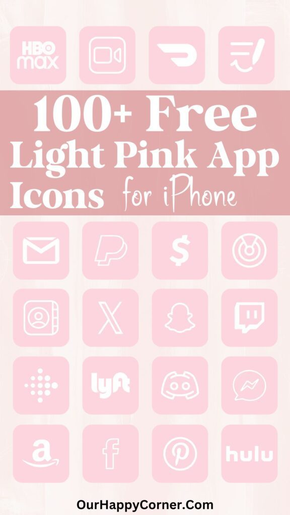 Light pink app icons for phone or tablet