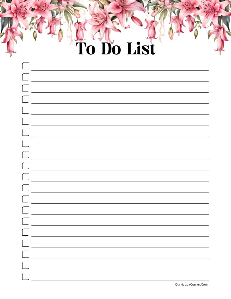 Floral to-do list template