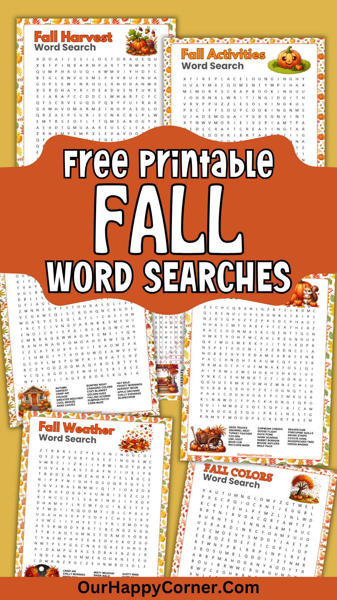 Fall word search puzzle printable