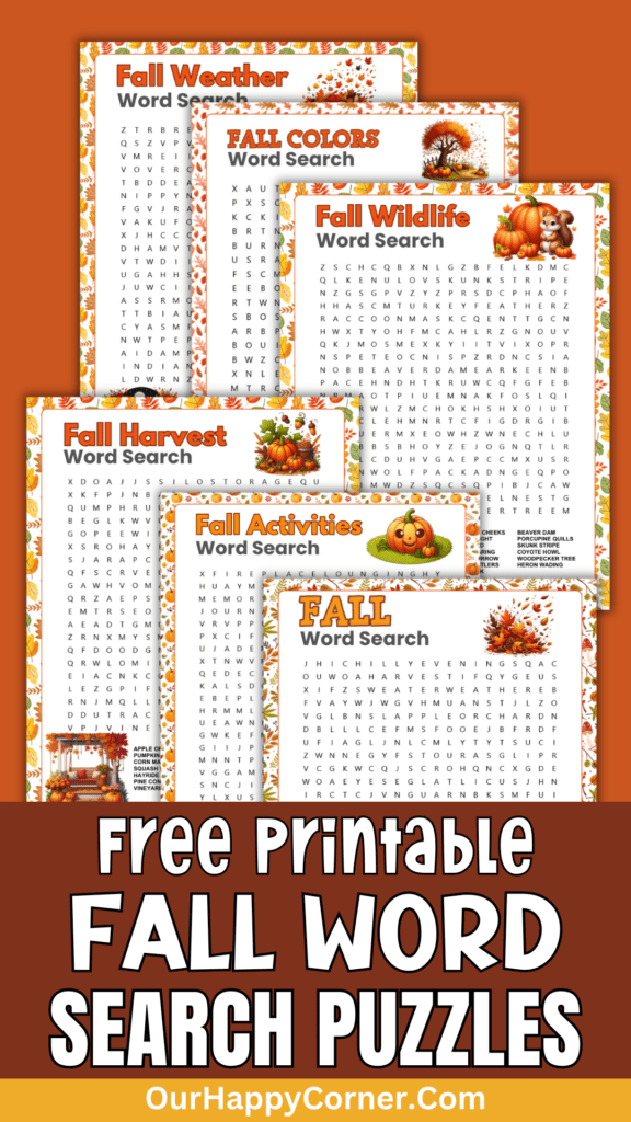 Free fall word search printable