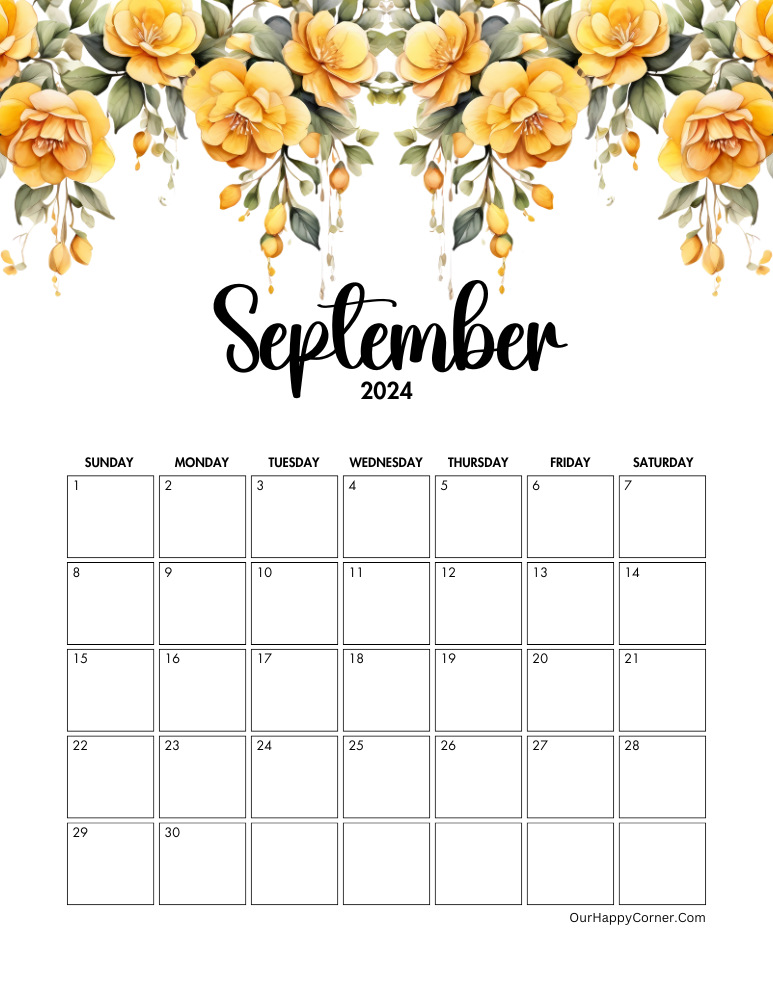 Yellow floral calendar