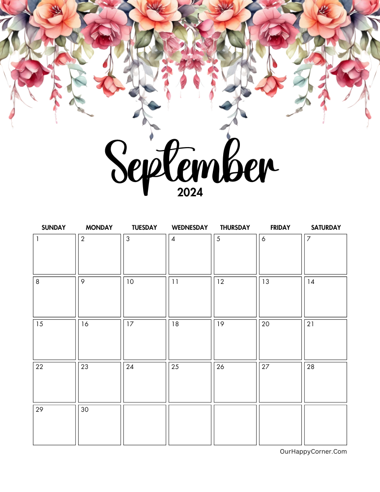 September 2024 floral calendar