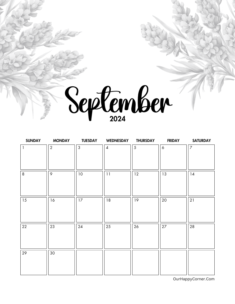 Minimalist floral calendar