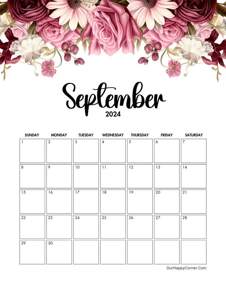 September 2024 floral calendar