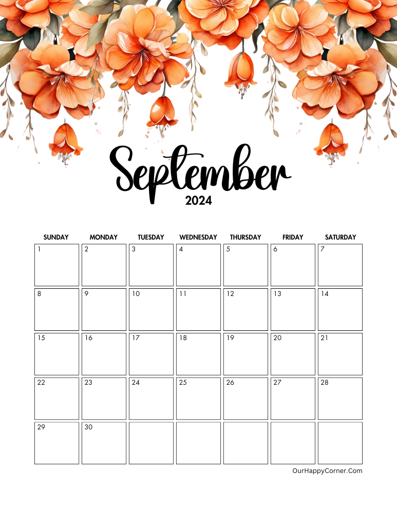 Orange floral calendar