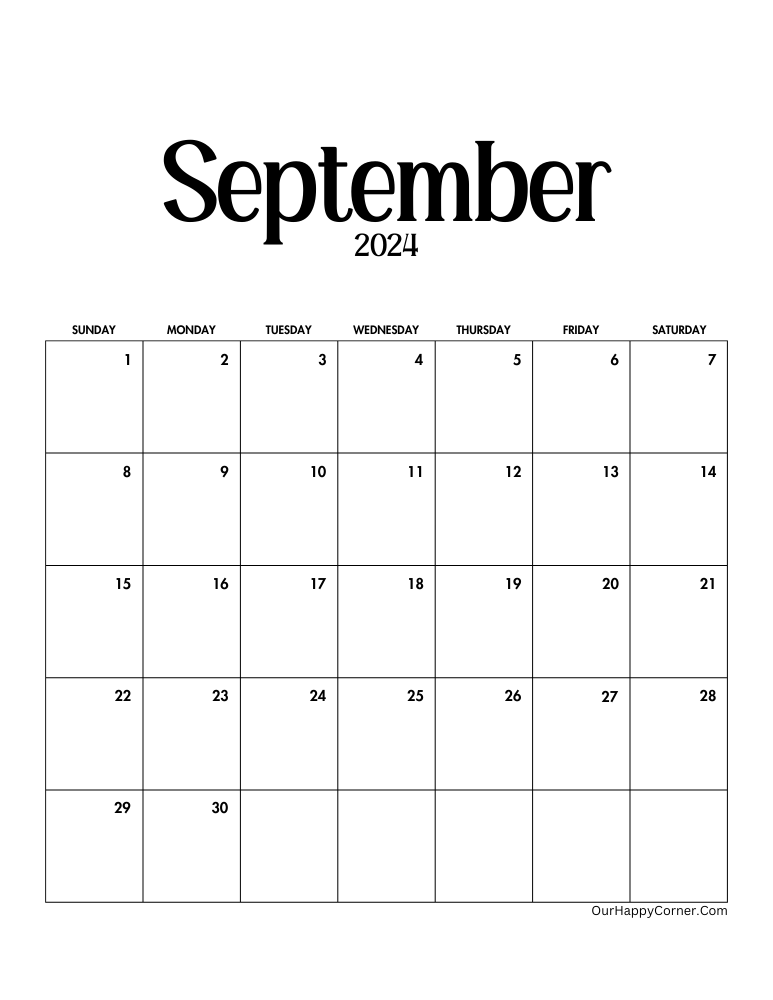 September minimalist calendar