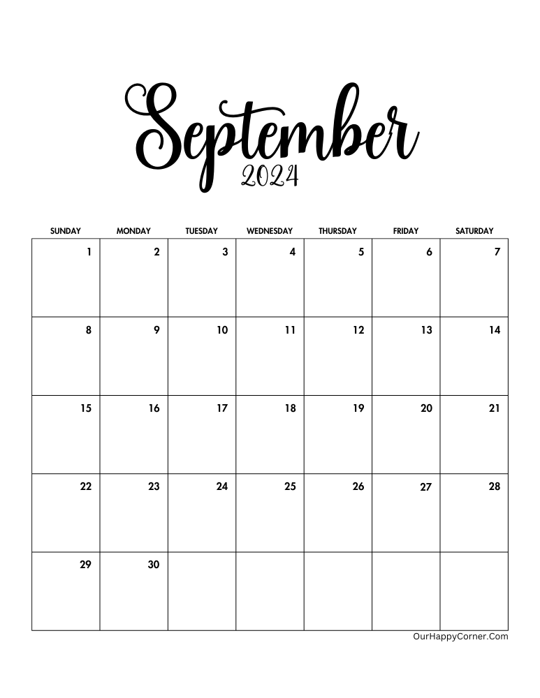 September minimalist calendar