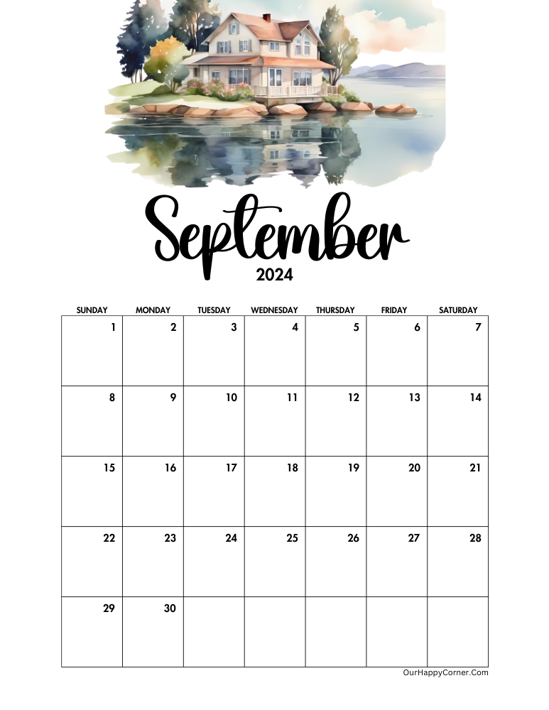 September 2024 watercolor calendar