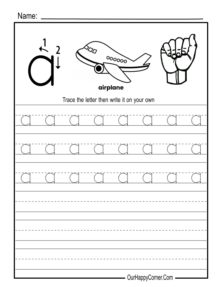 Alphabet tracing Worksheets letter a