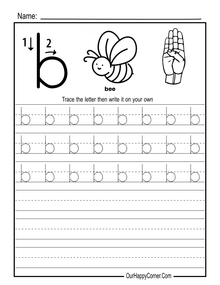 Alphabet tracing Worksheets letter b lowercase