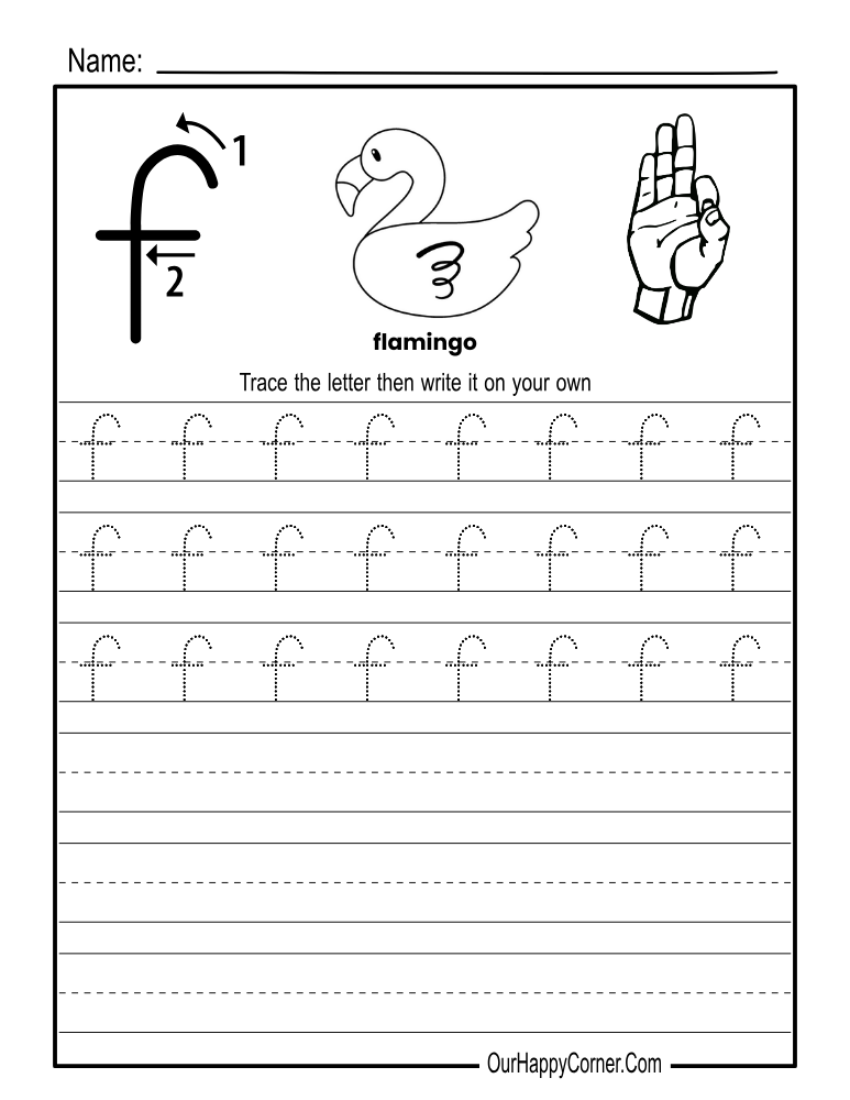 Alphabet tracing Worksheets letter f lowercase