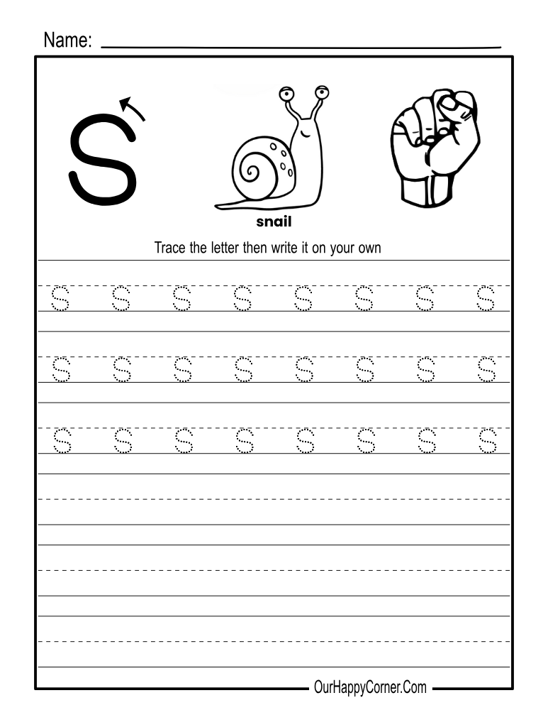 Letter s alphabet print