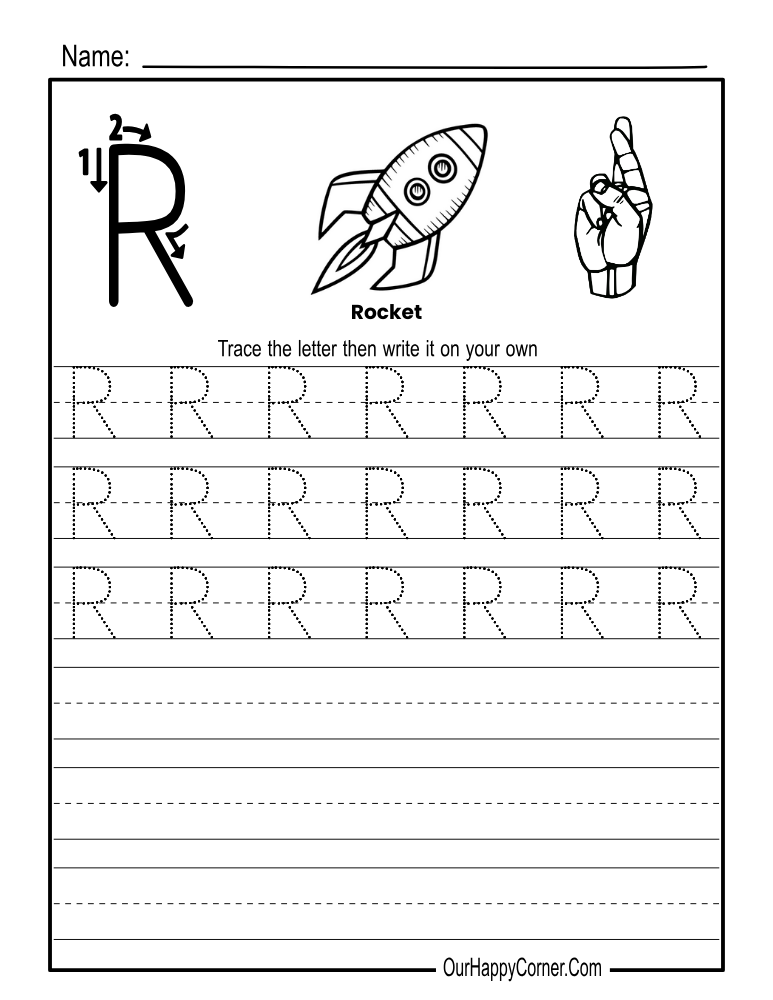 Uppercase letter R print