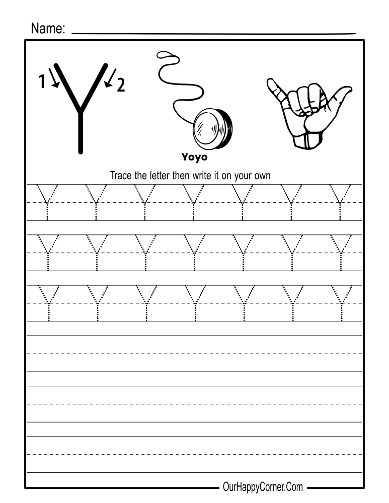 Alphabet tracing Worksheets letter Y 