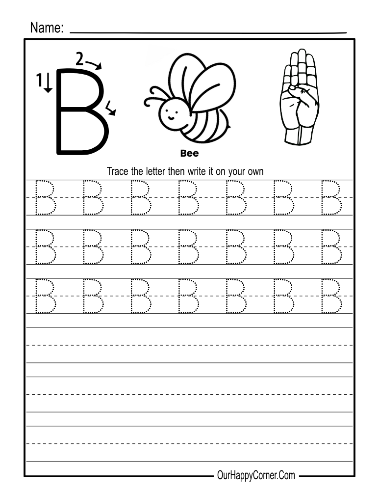 Alphabet tracing Worksheets Letter B