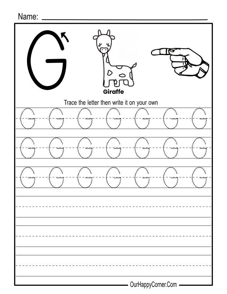 Alphabet tracing Worksheets alphabet uppercase letter g